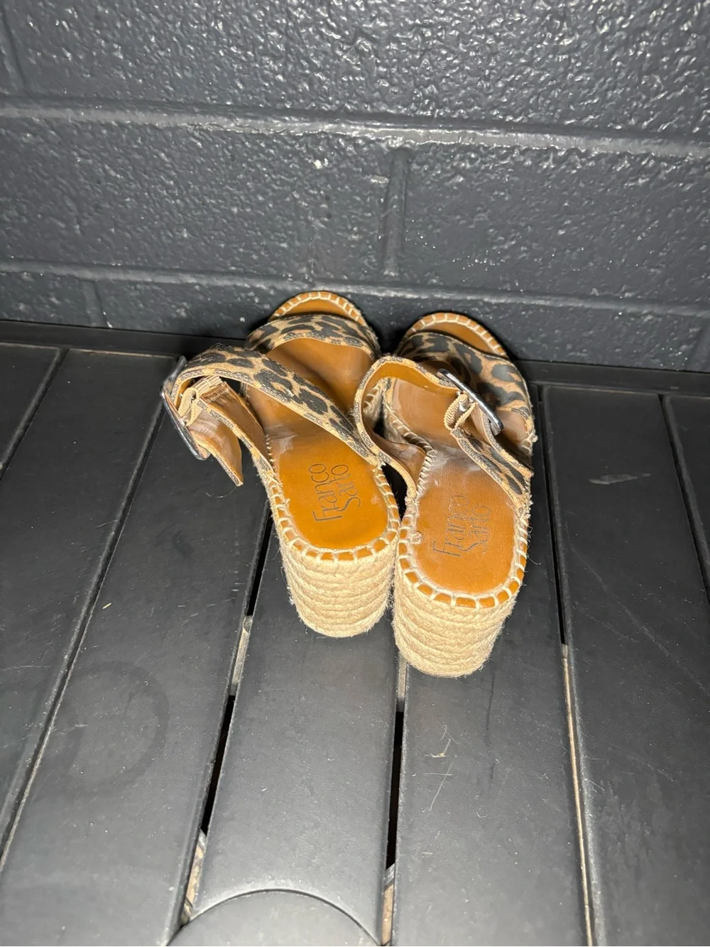 Leopard Print Espadrille Platform Sandals by Franco Sarto Size 6